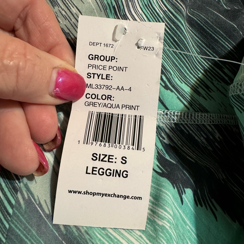 NWT PBX-PRO GRAY/AQUA PRINT WORKOUT/YOGA LEGGINGS SMALL #Y - Picture 7 of 7